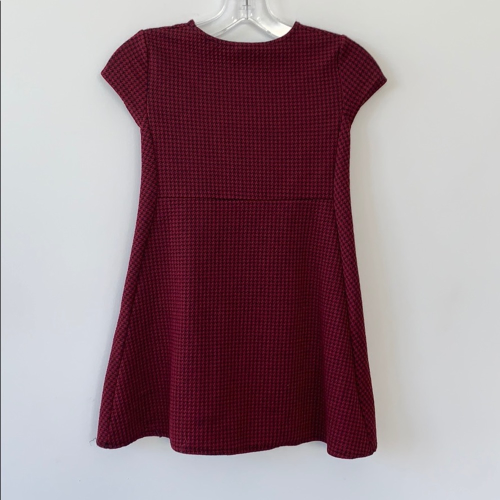 Zara Girls Houndstooth Dark Red Dress #C033 - Picture 2 of 3